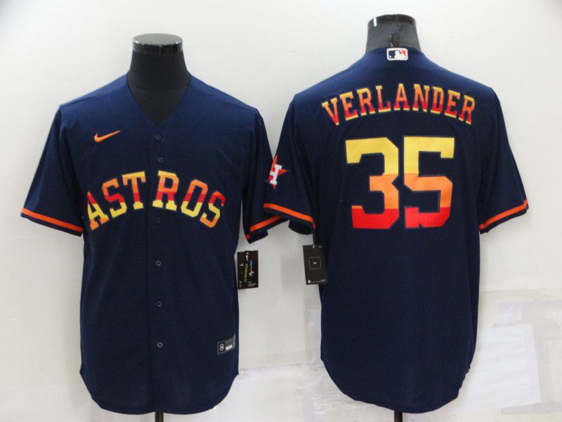 Men Houston Astros #35 Verlander Blue Rainbow Edition Game Nike 2022 MLB Jerseys